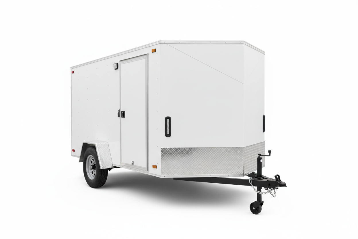 5x8-10 Compact Single Axle V-Nose Enclosed Cargo Trailer