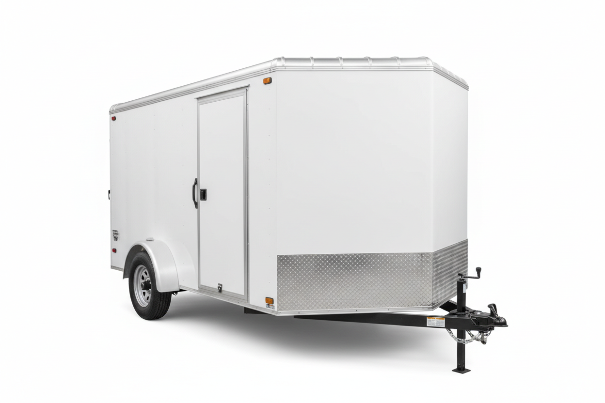 5x8 V-nose enclosed cargo trailer with single axle