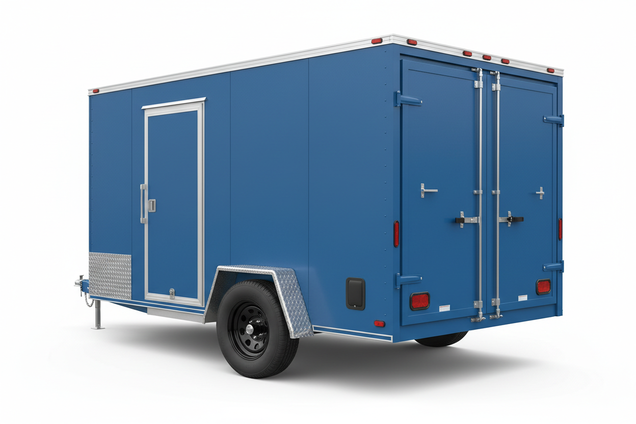 6x10 Single Axle V-Nose Enclosed Cargo Trailer - Blue