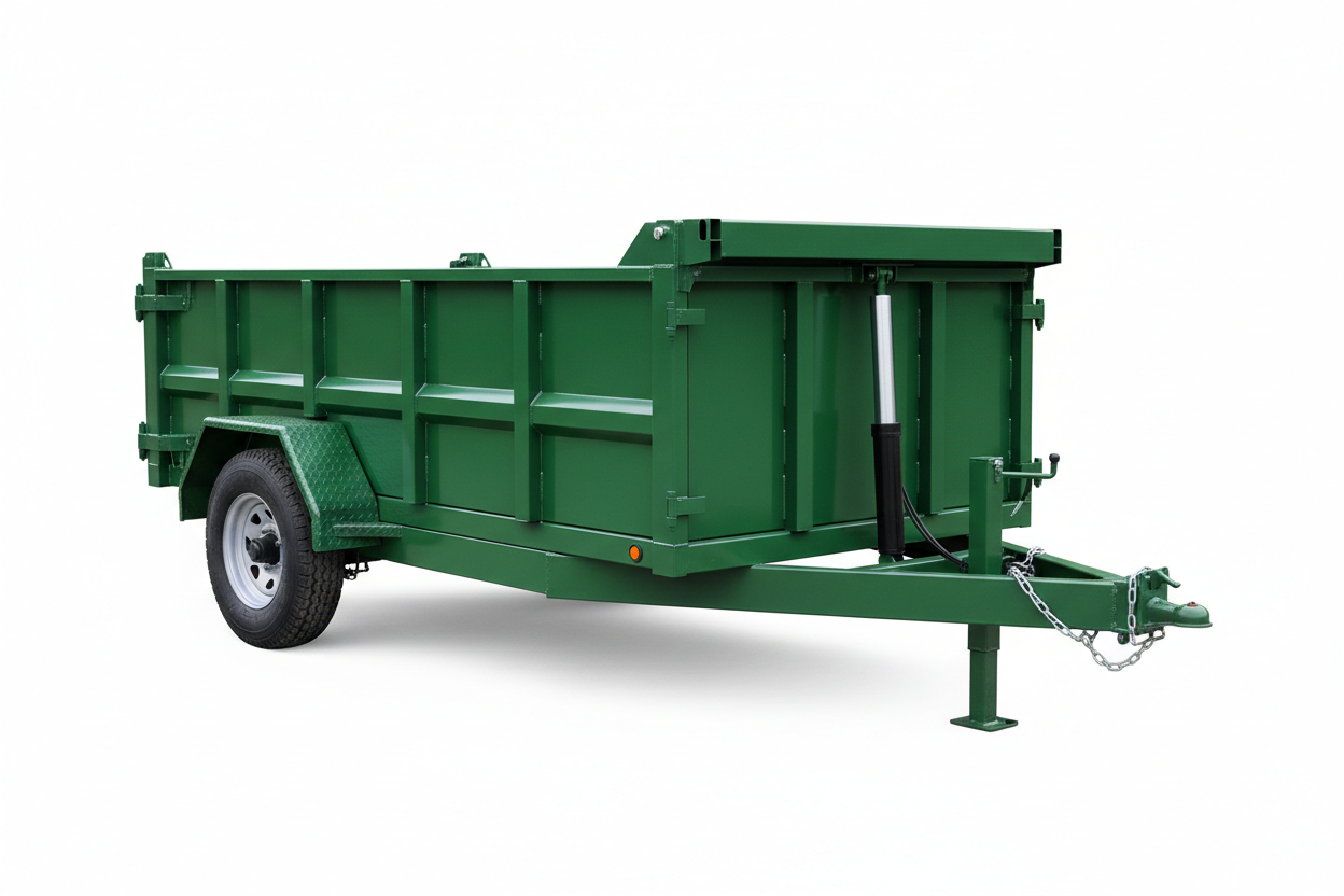 6x12 single axle dump trailer in green