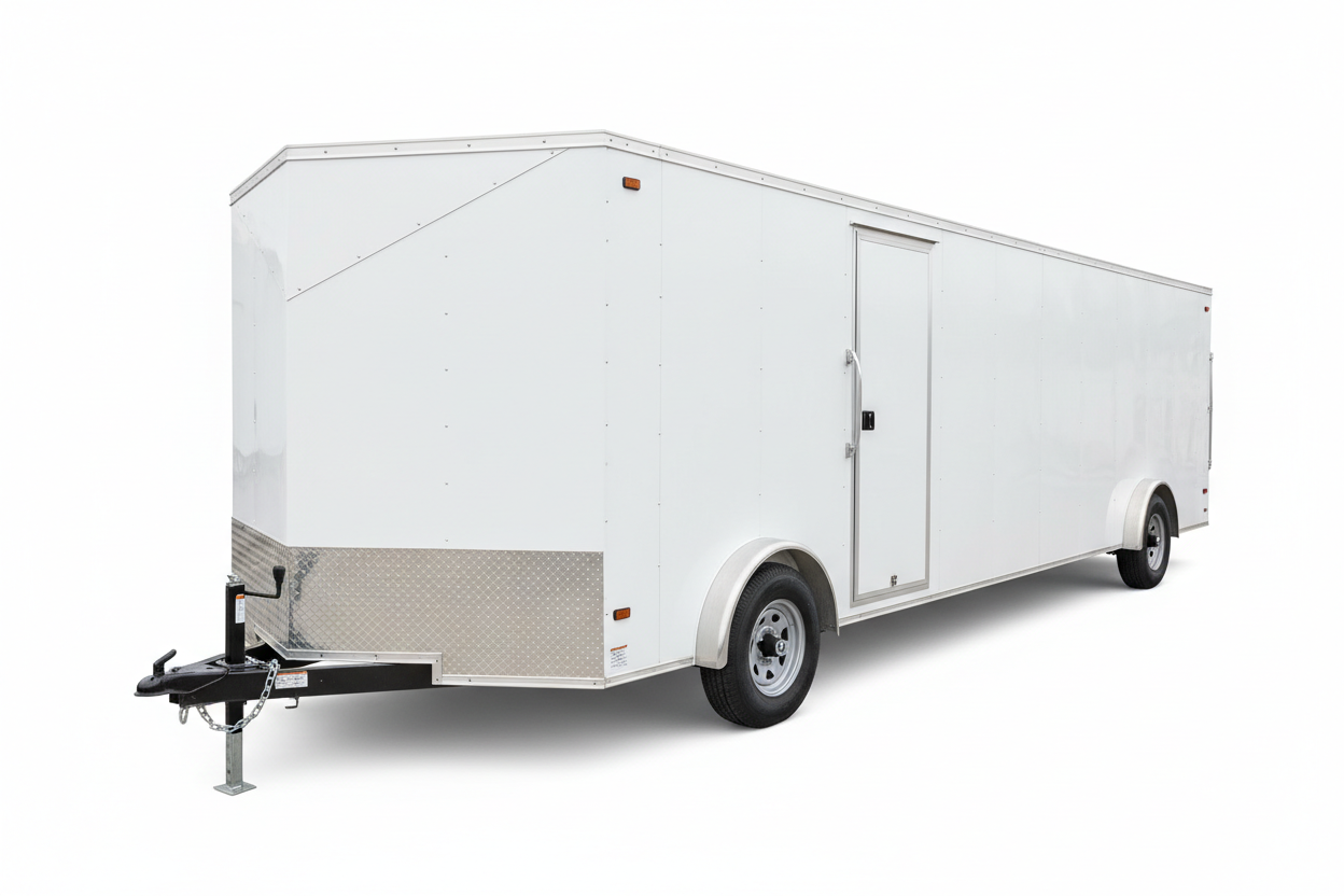 6x12 Single Axle V-Nose Enclosed Cargo Trailer - White