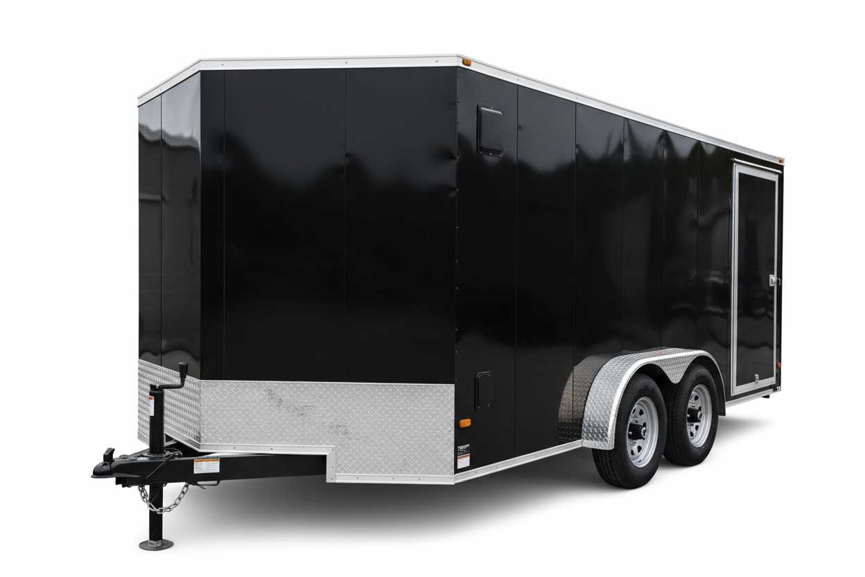 6x12 tandem axle V-nose enclosed cargo trailer in black