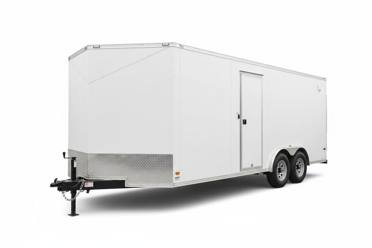 7x14 Tandem Axle V-Nose Enclosed Cargo Trailer - White