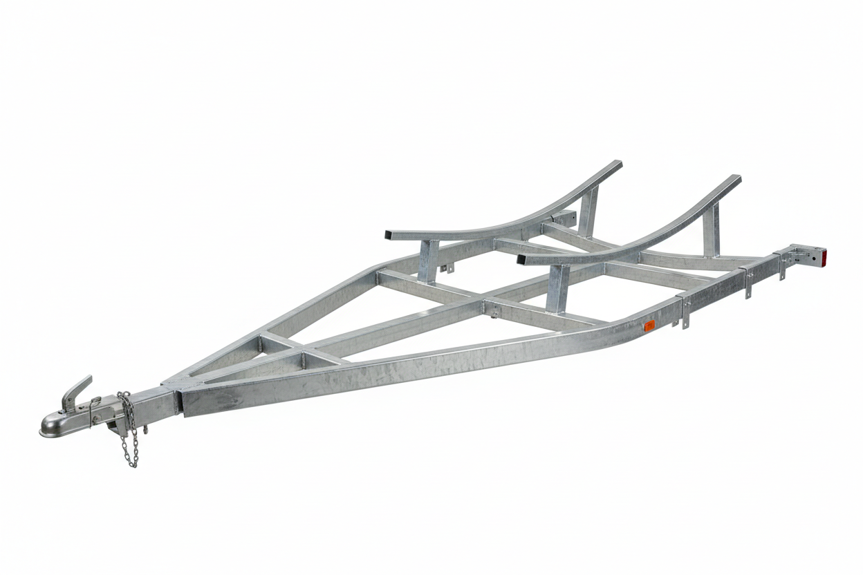Bare galvanized steel dual jet ski trailer frame