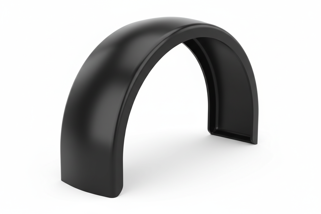 Black plastic trailer fender for 13-inch tires