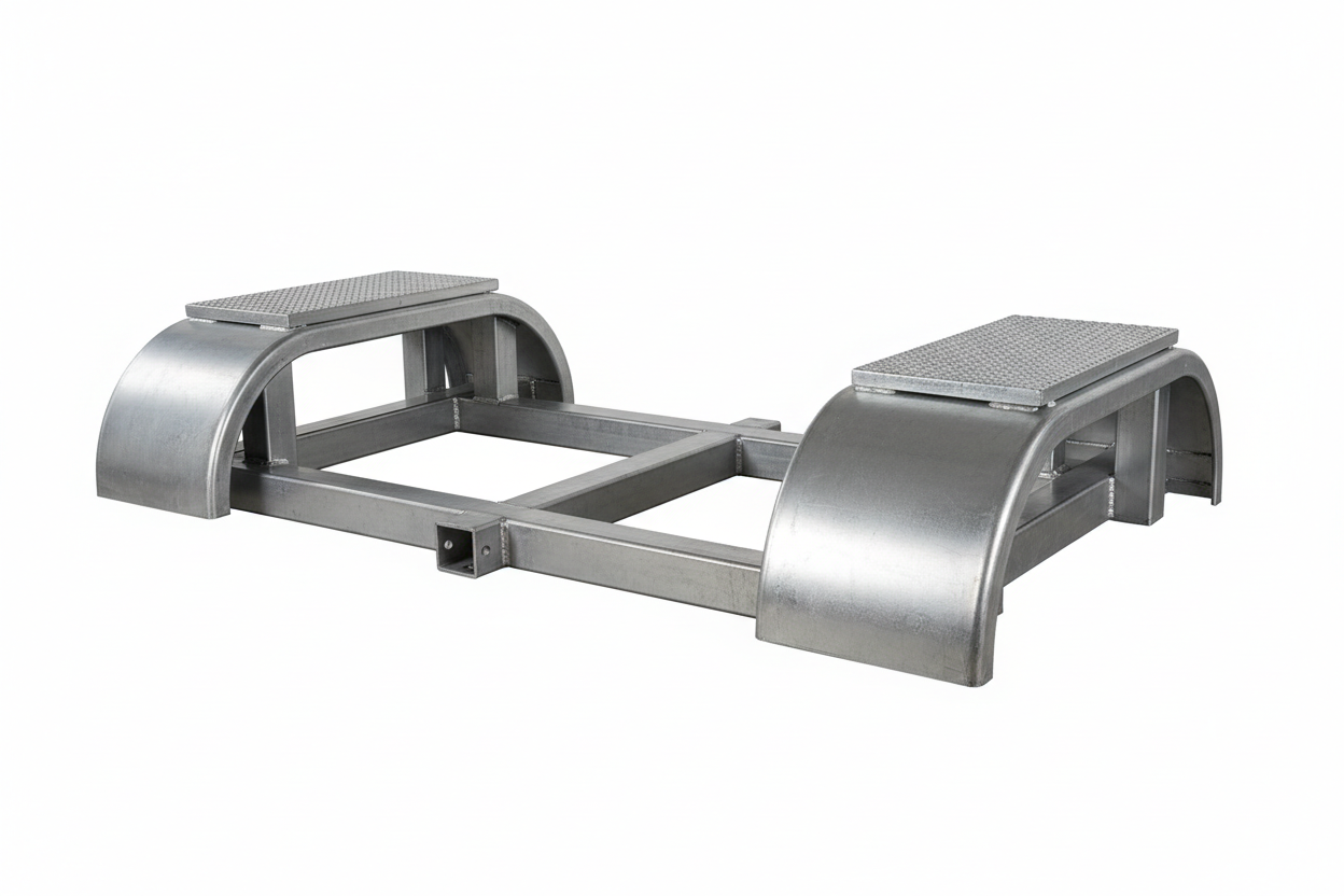 Boat trailer undercarriage fender step assembly