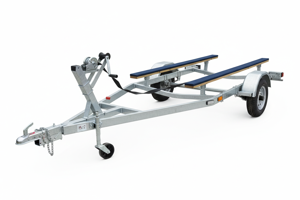 Compact single axle galvanized boat trailer for 14-16 foot boats