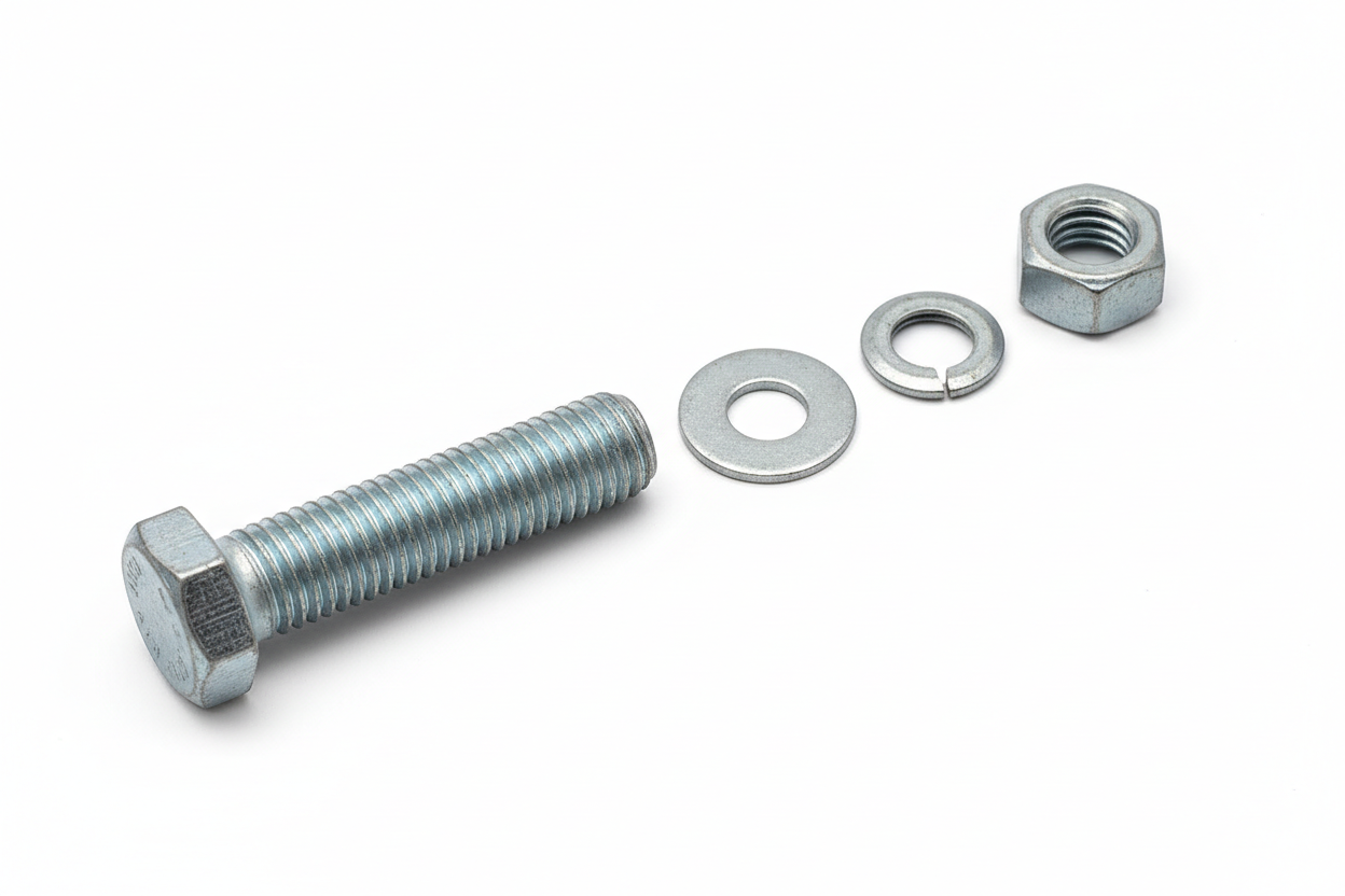 Complete Galvanized Bolt Assembly - 3/8" x 4" with Washers and Nut