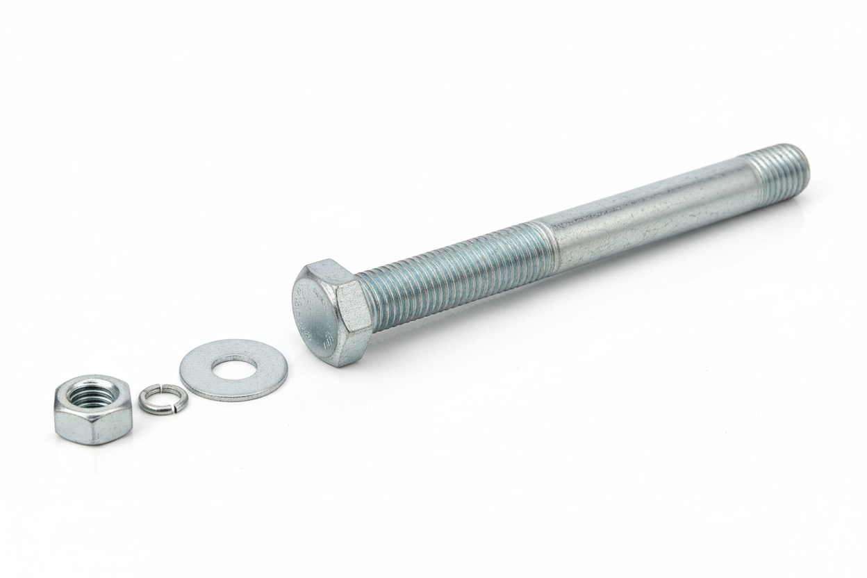 Complete Galvanized Bolt Assembly - 3/8" x 5" Long with Washers and Nut