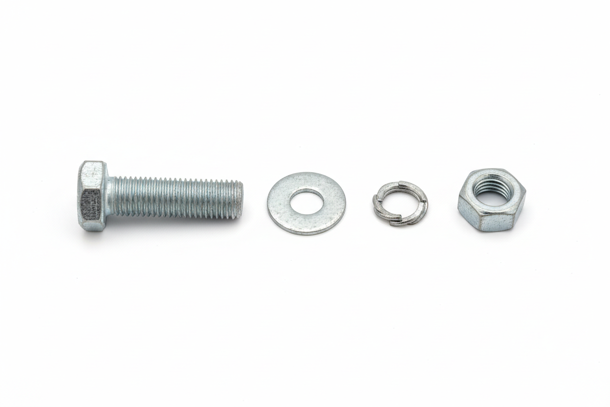 Complete Galvanized Bolt Assembly - 7/16" x 1" with Washers and Nut