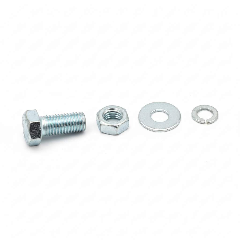Galvanized bolt assembly 3/8-inch by 1.25-inch with nut and washers