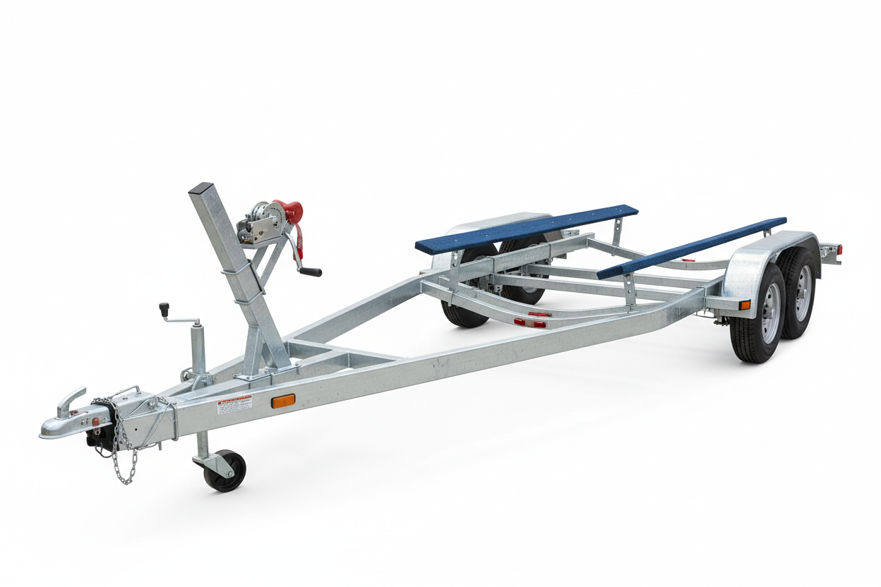 Galvanized steel boat trailer for 18-20 foot boats with tandem axles