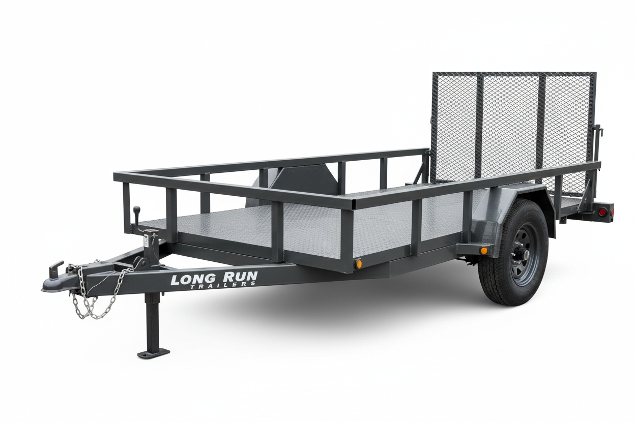 Heavy-duty open utility trailer by Long Run Trailers with upgraded construction