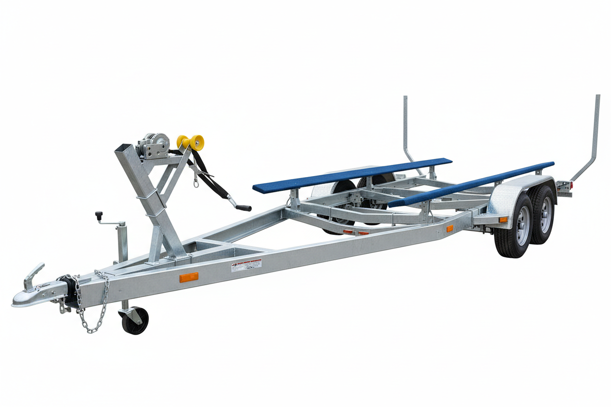 Large tandem axle galvanized boat trailer for 22-26 foot V-hull boats