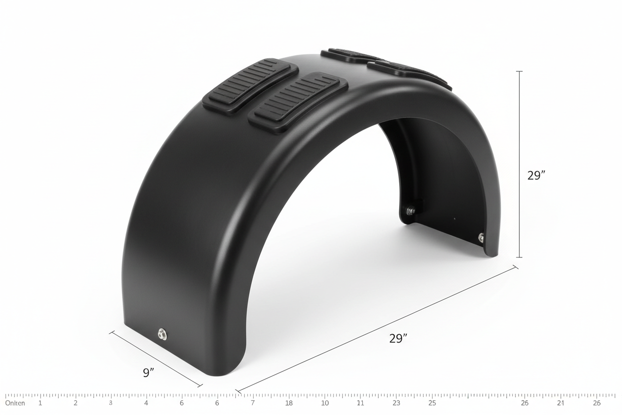 Plastic boat trailer fender with integrated step platforms for 13-inch tires