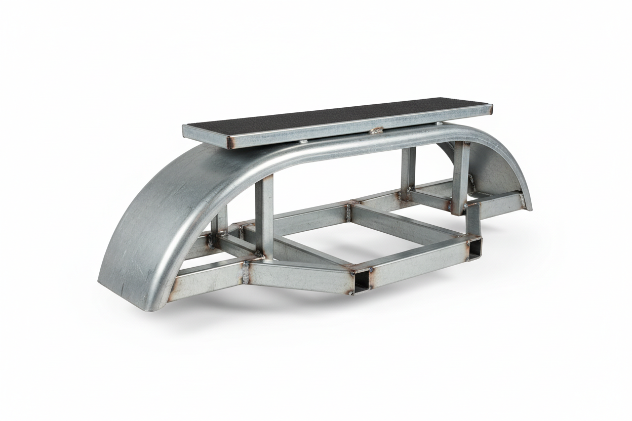 Single axle boat trailer fender step assembly left side 8-inch step