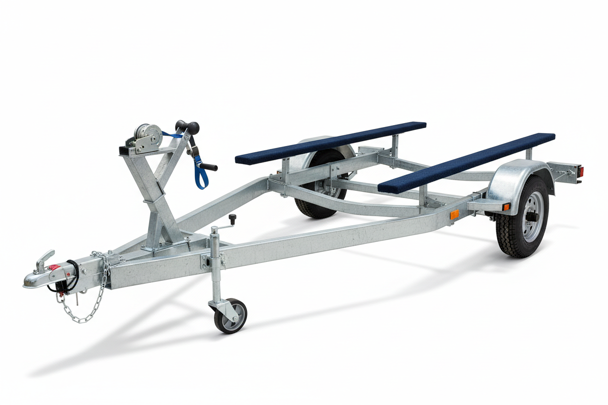 Single Axle Galvanized Heavy-Duty Wide-Beam Boat Trailer - 16 ft