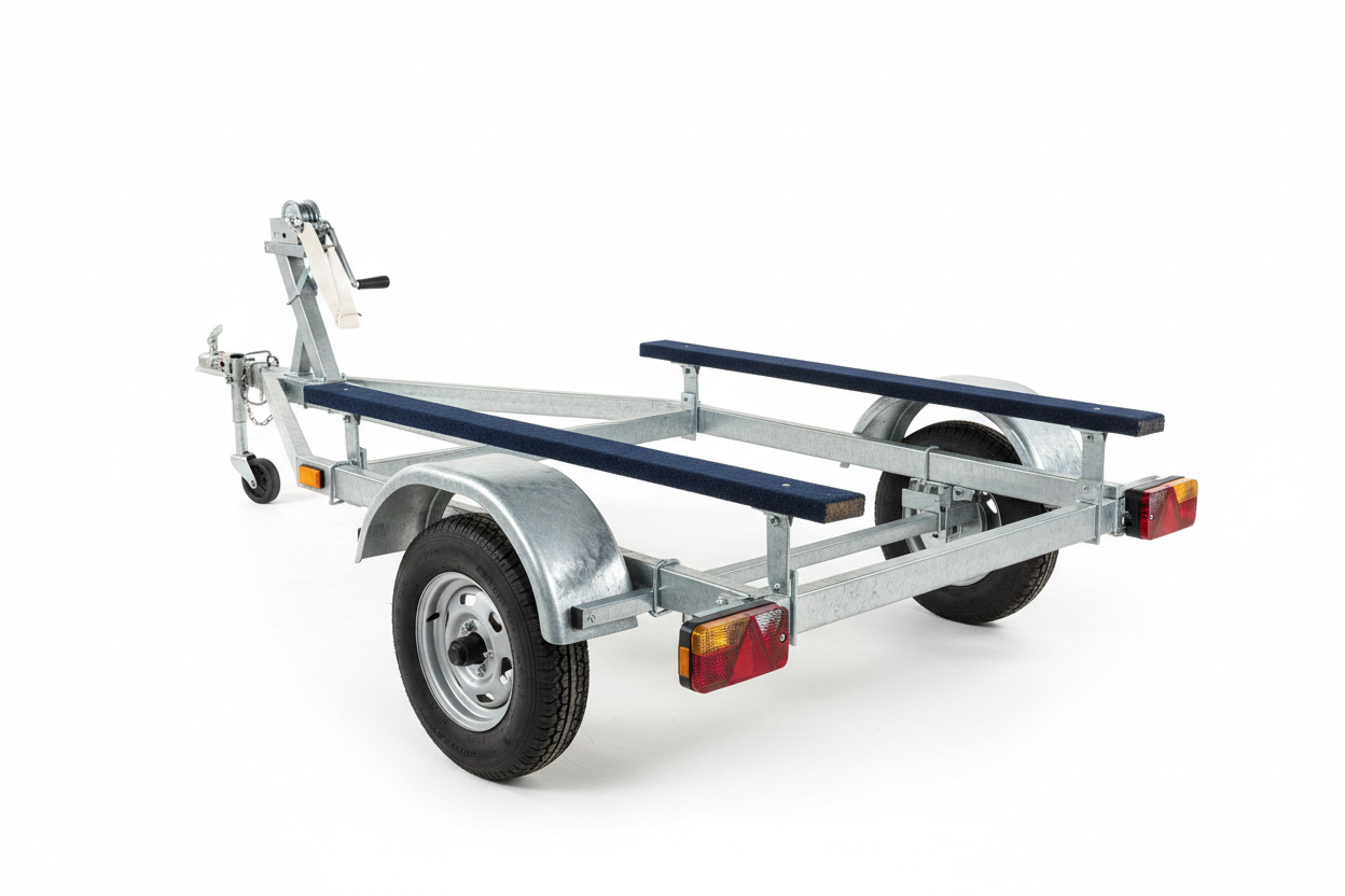 Small galvanized boat trailer for 12-14 foot boats - rear view