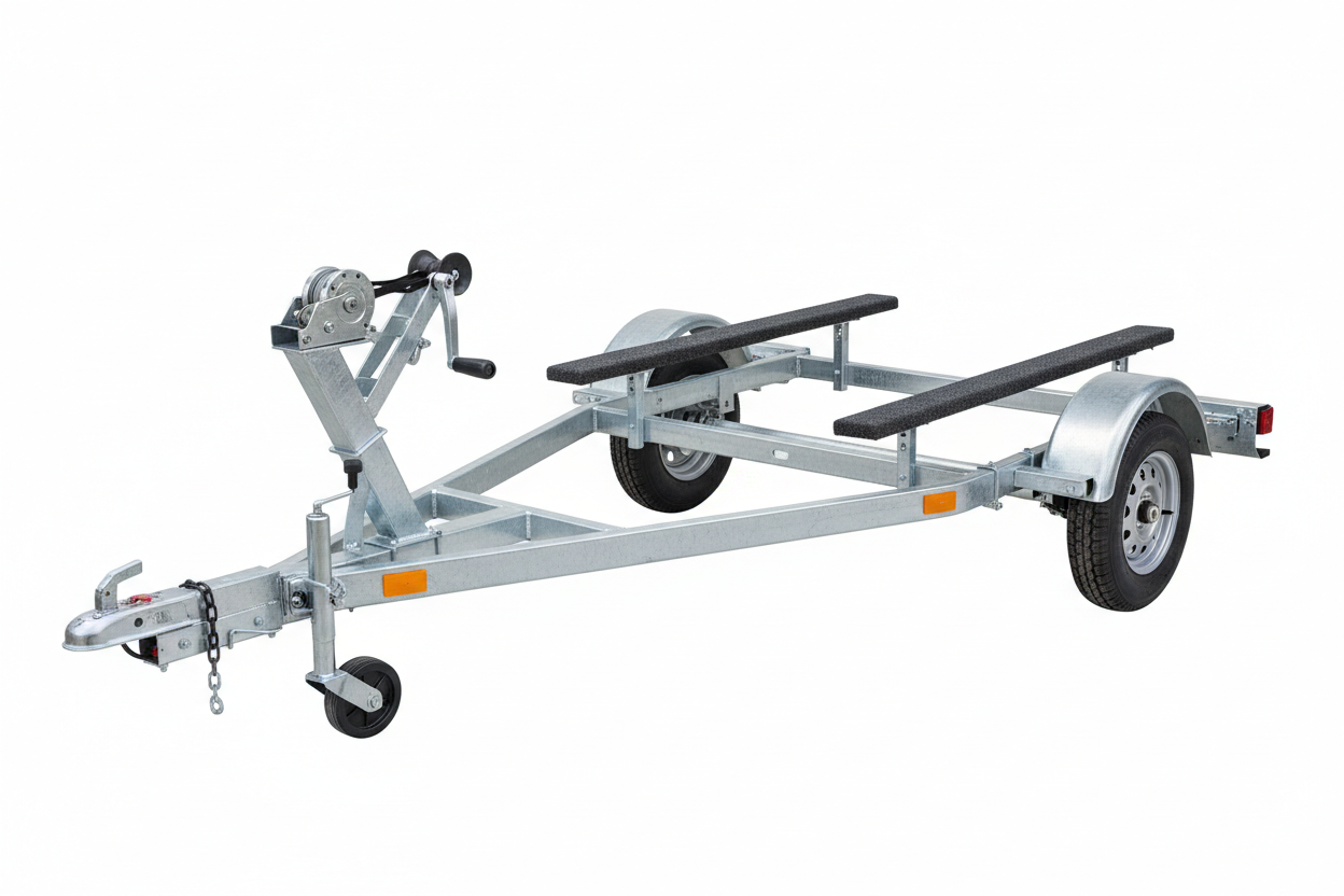 Small single axle galvanized boat trailer for 12-14 foot boats