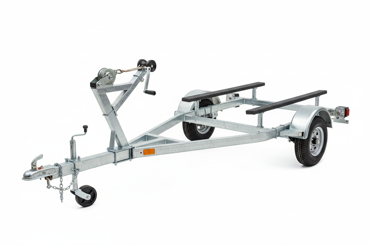Small single axle galvanized boat trailer for 12-14 foot boats