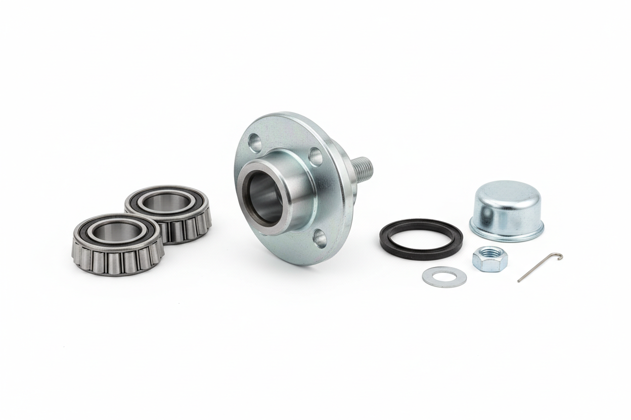 Small trailer hub assembly kit for light-duty trailers