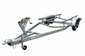 Tandem axle galvanized boat trailer with step-down frame for wide-beam V-hull boats