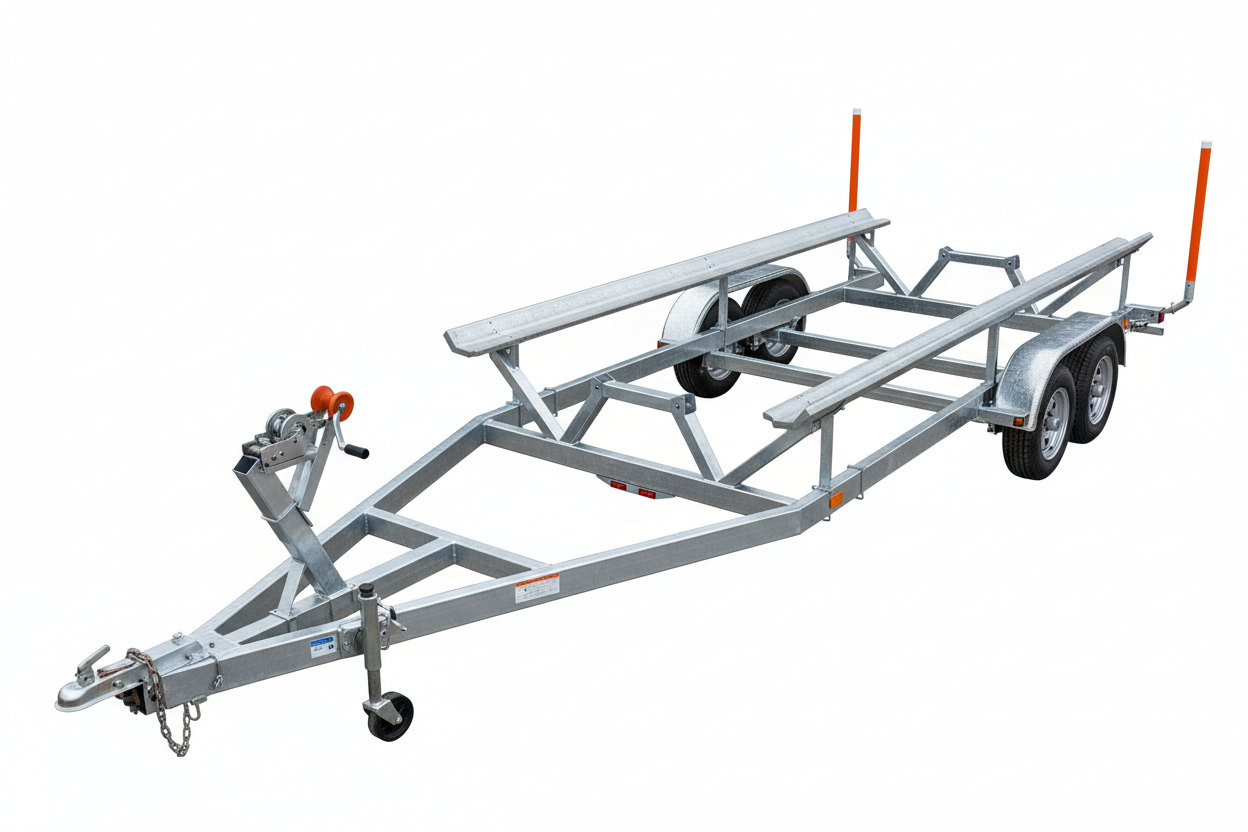 Tandem axle galvanized pontoon boat trailer for 20-foot boats