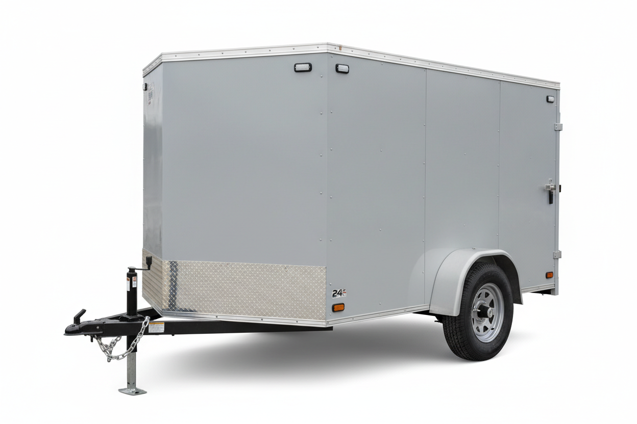V-nose enclosed cargo trailer with single axle