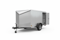 Very small 4-foot wide single axle V-nose enclosed cargo trailer