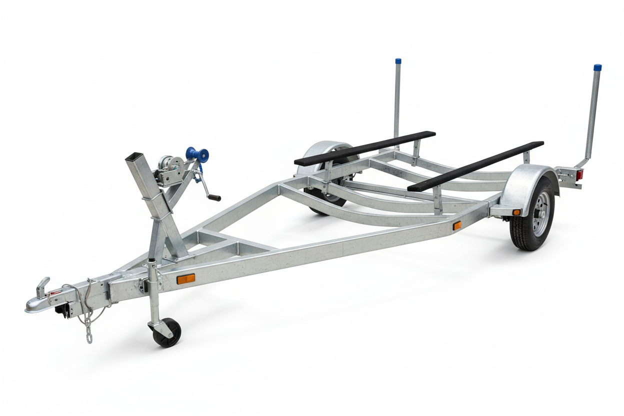 Welded galvanized steel boat trailer for 19-21 foot V-hull boats