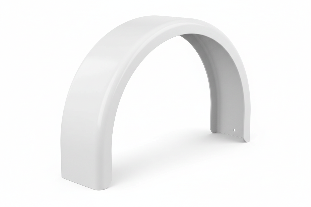 White plastic trailer fender for 14-inch tires