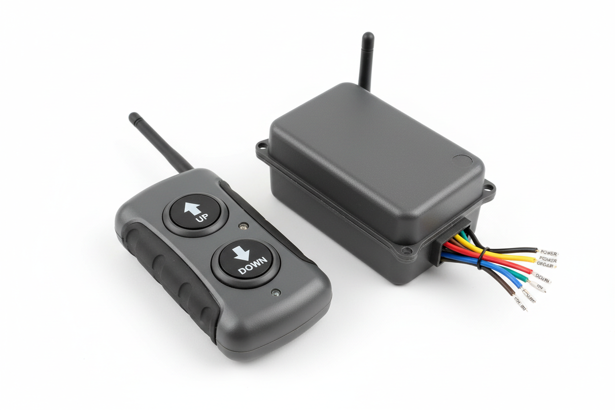 Wireless remote control for dump trailer hydraulic system